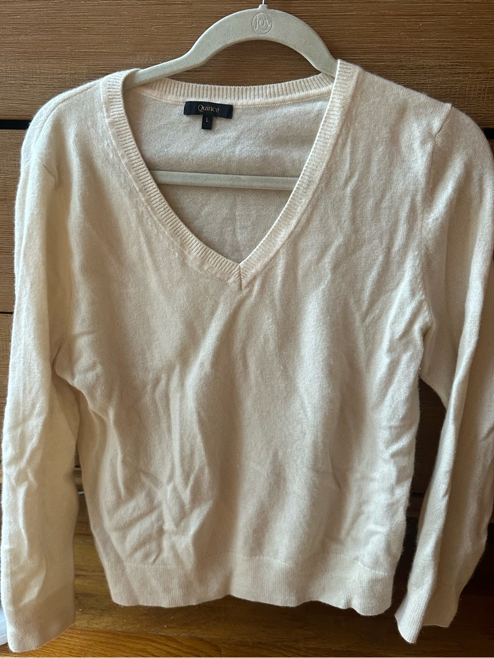 Quince Cream V-Neck Lightweight Sweater